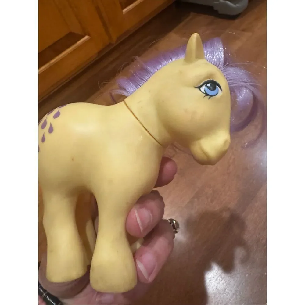 Vintage G1 My Little Pony Lemon Drop 1982 Hasbro Yellow Pony Purple Hair Tail Mi